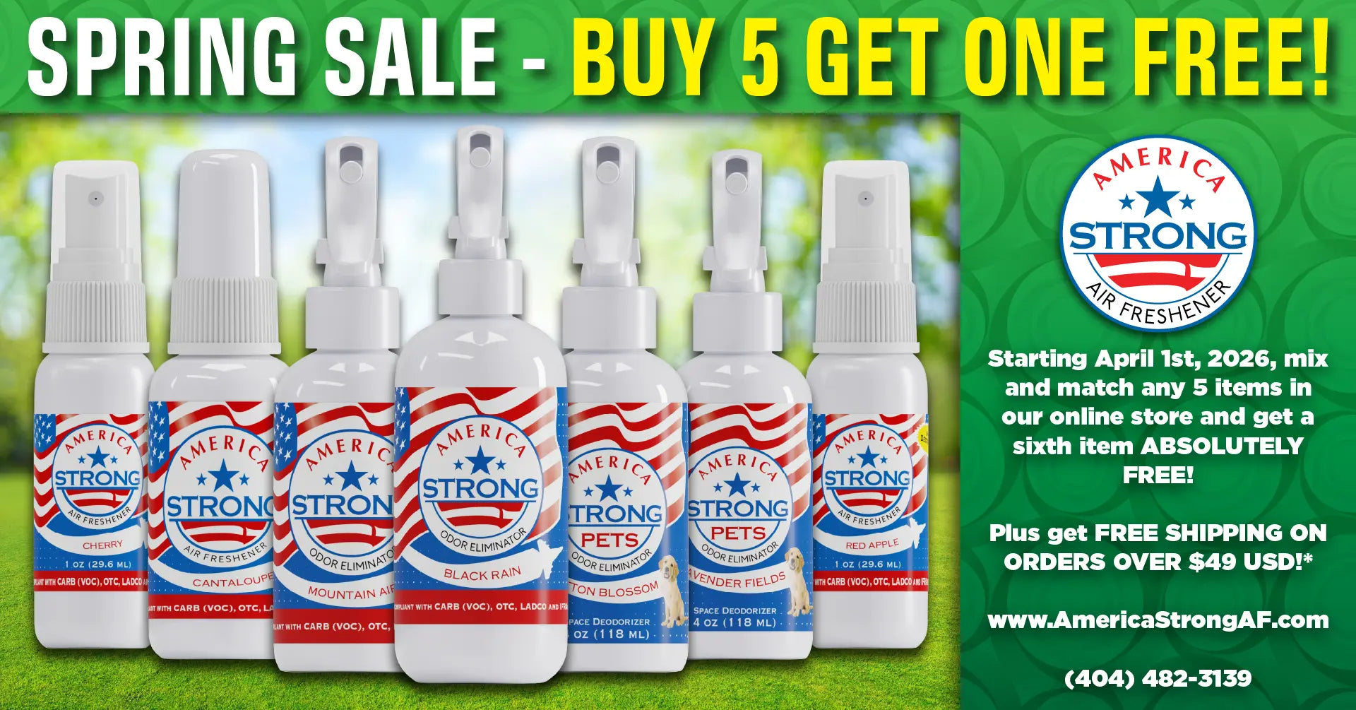America Strong Air Fresheners Spring Sale, Buy 5 Get One Free, Landscape