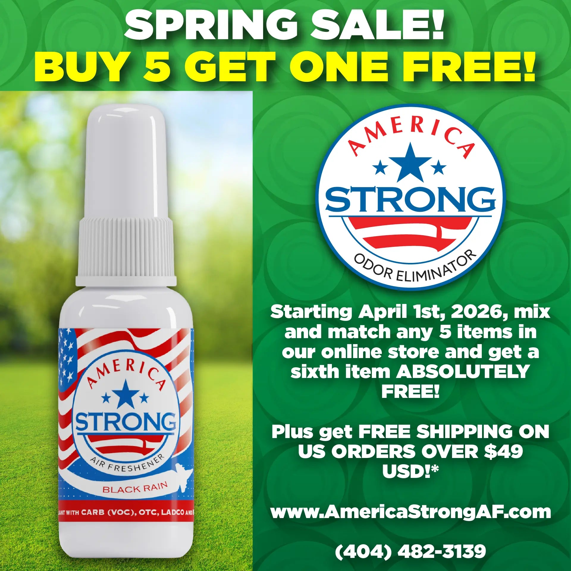 America Strong Air Fresheners Spring Sale, Buy 5 Get One Free, Square